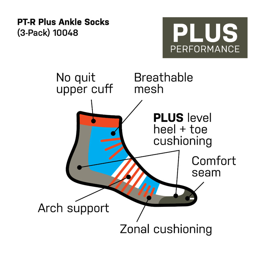 PT-R Plus Ankle Sock (3-Pack)